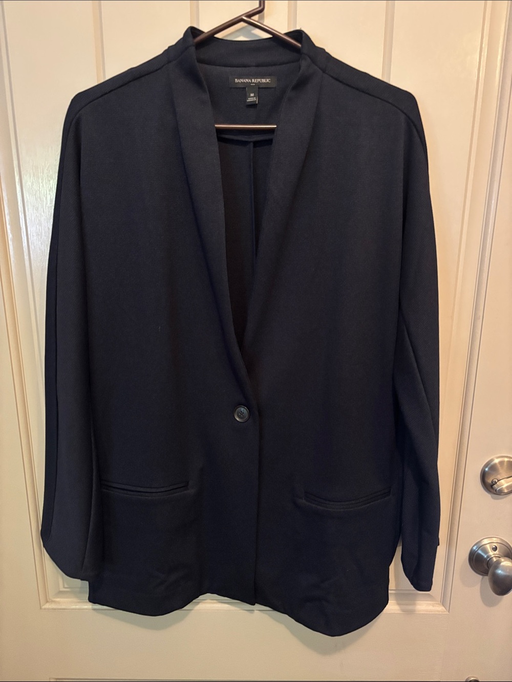 Banana Republic Women's Navy Blue Single-Button Open Blazer